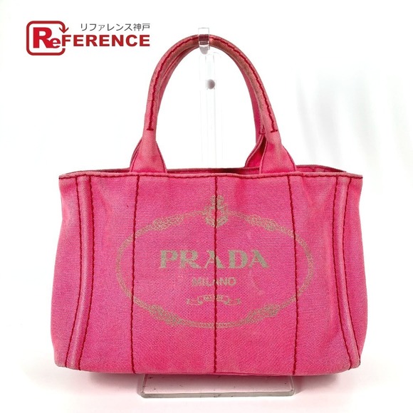 Prada Tote Bag Canvas Handbag Crossbody Canapa Pink - Picture 1 of 9